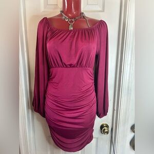 MARYSOL STRETCH OFF SHOULDER- RUCHED DRESS size L